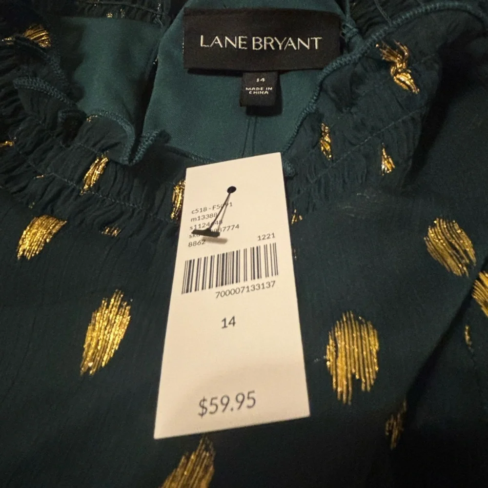 Lane Bryant Blouse-Forest Green-Size 14